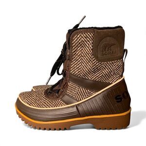 Sorel Brown Tweed and Dark Brown Winter Rain Boots